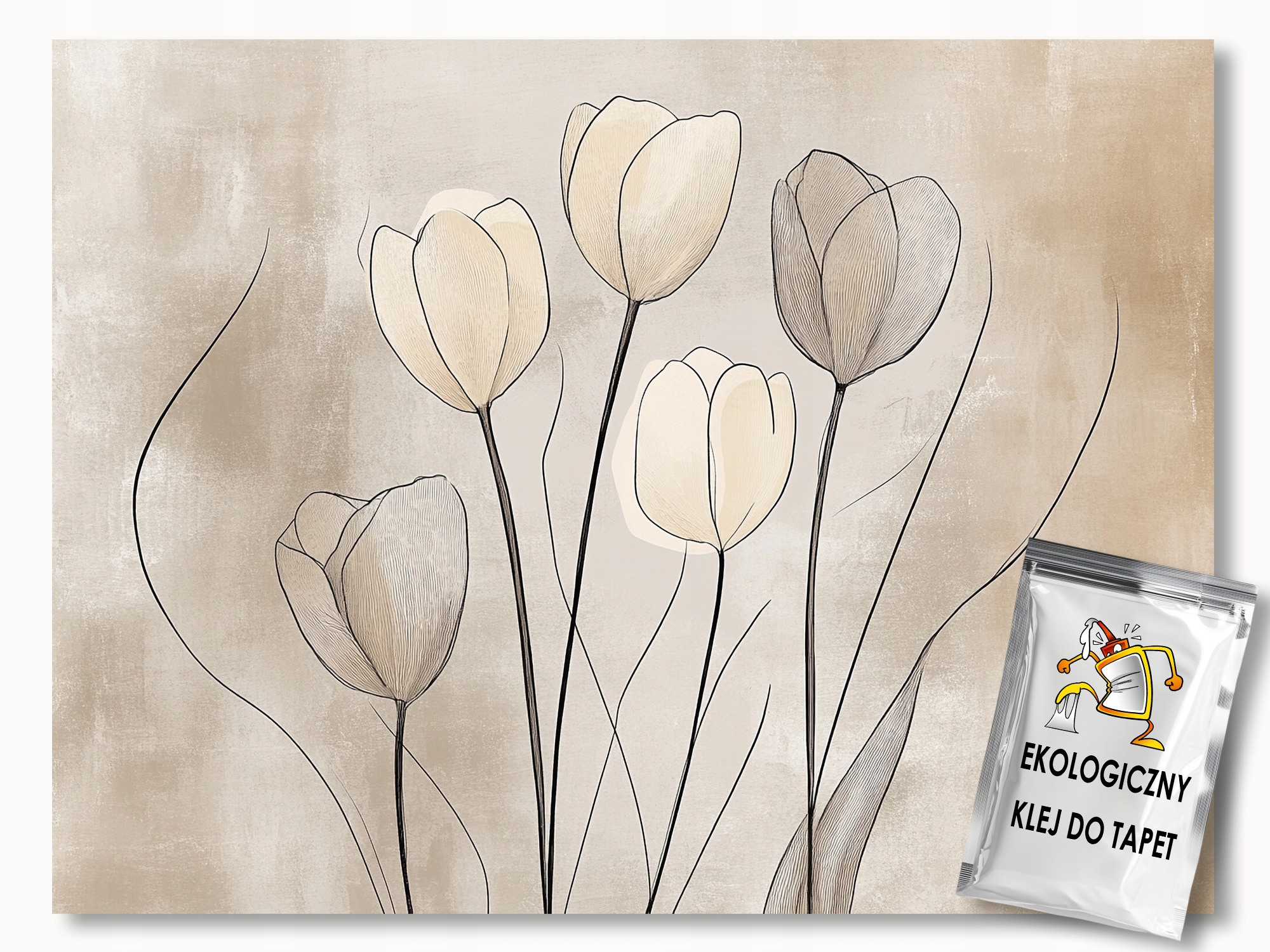 Fototapeta Flizelina Grafika Kresba Květiny Tulipány Boho 416x254 130g