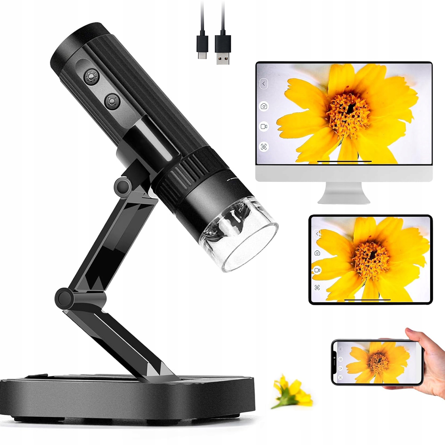 Skládací Digitální Mikroskop S Zvětšením 50X-1000X A 8 Led Ipad, Pc r. 8