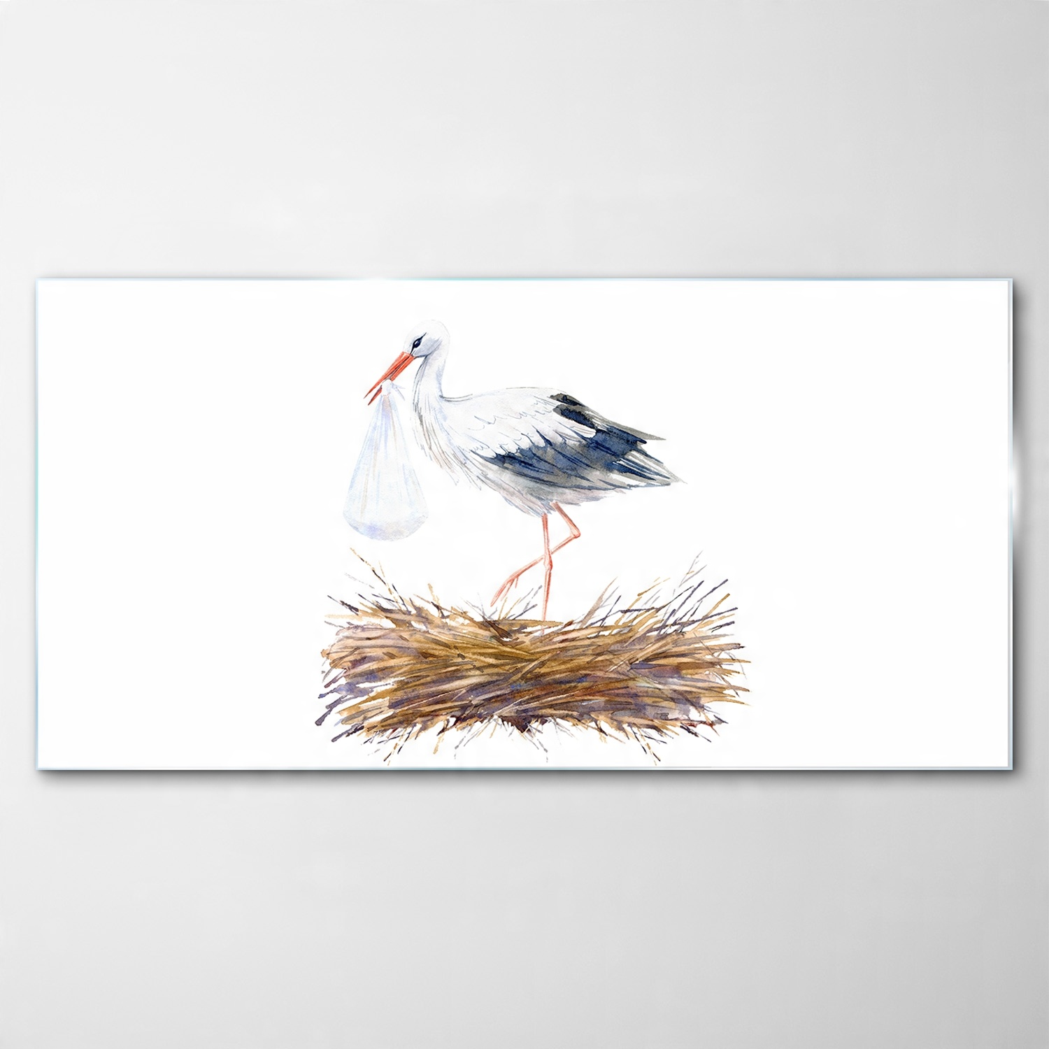 

Obraz na Szkle Dekor Ptaki Bocian Akwarele 120x60