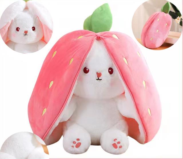

35cm Carrot Strawberry Turn Into Bunny Plush Toy