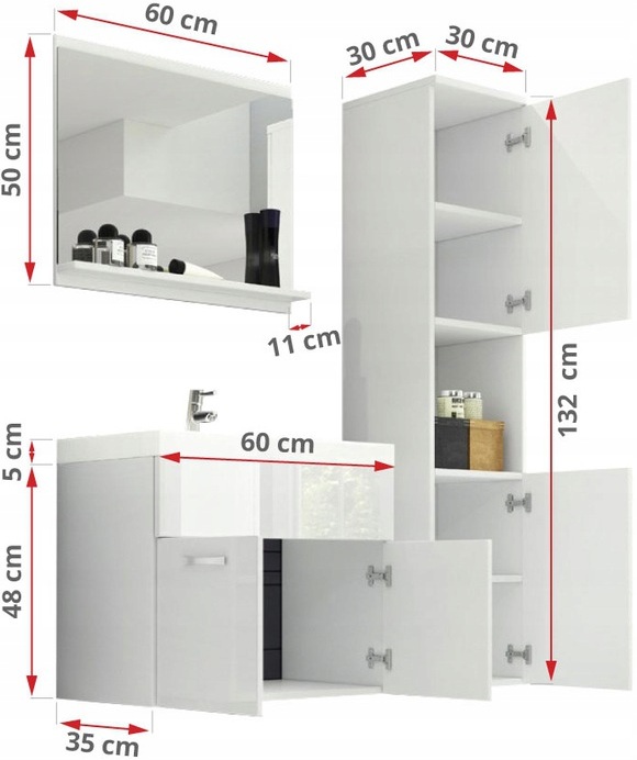 Meble łazienkowe MONTREAL, umywalka, lustro KASZMIROWY BEŻ EAN (GTIN) 5903418520106