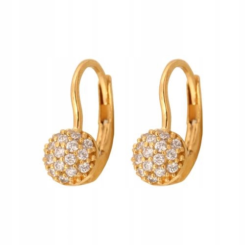 Zlaté 585 Náušnice s prvkem ve tvaru kopule a zirkony pro maminku