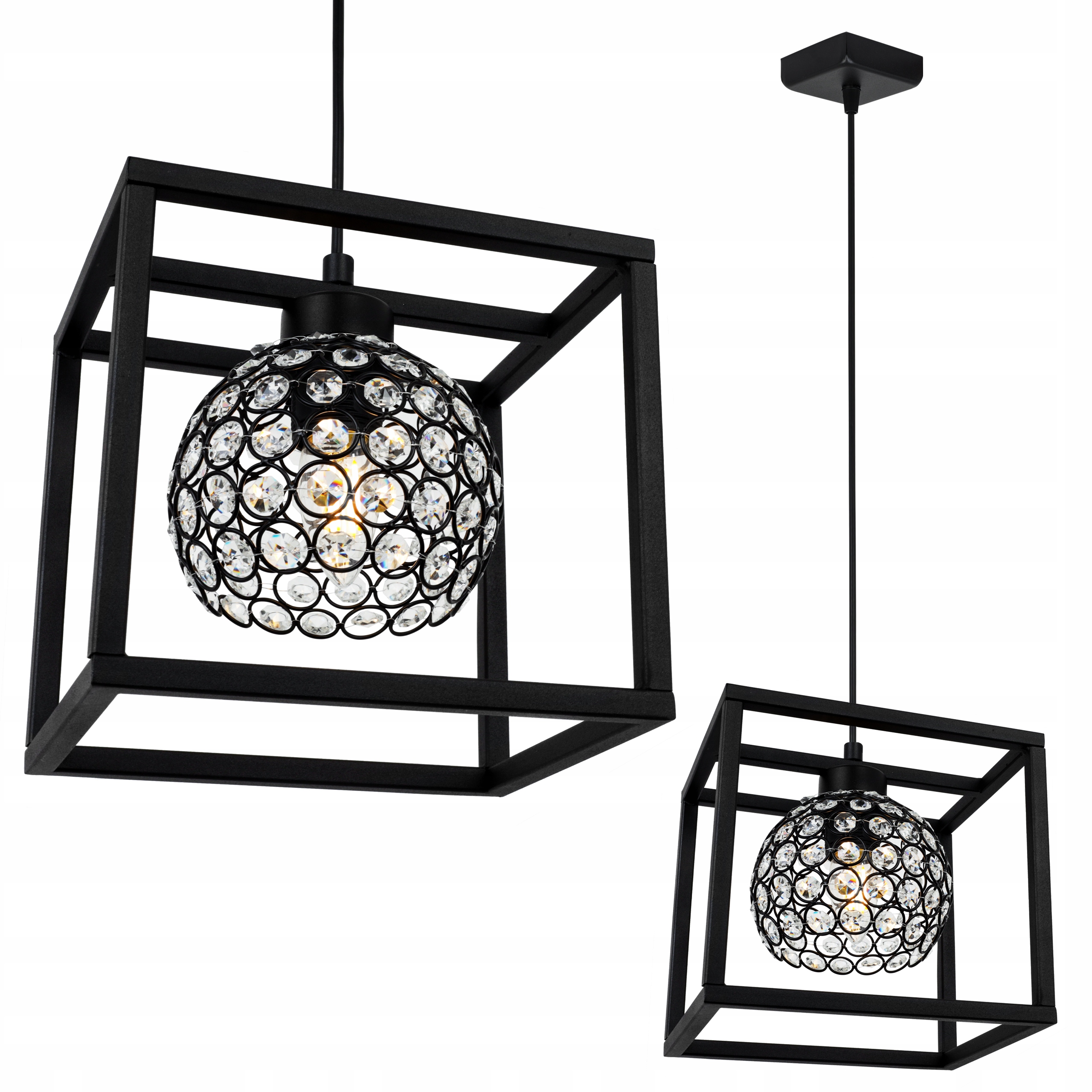 Závěsné Stropní Svítidlo Lustr Jedna Klec Elegantní Skleněná Koule