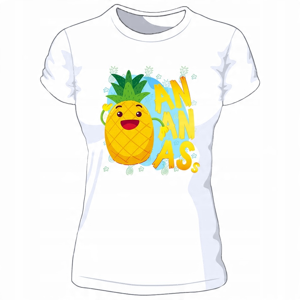 

Damska biała koszulka Jedzenie Ananas r.XL
