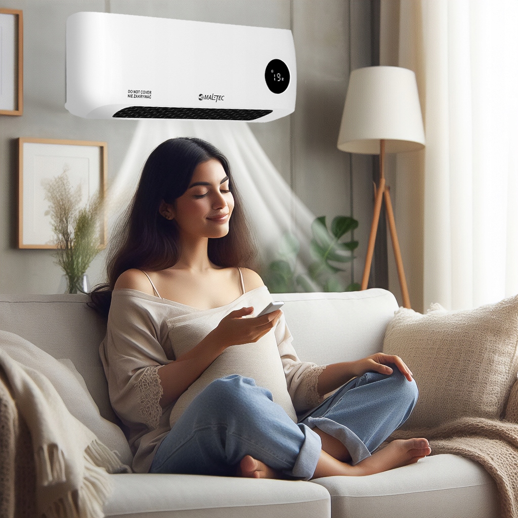 KURTYNA POWIETRZNA GRZEJNIK ELEKTRYCZNY ENERGOOSZCZĘDNY PILOT 2000W Głębokość produktu 11 cm