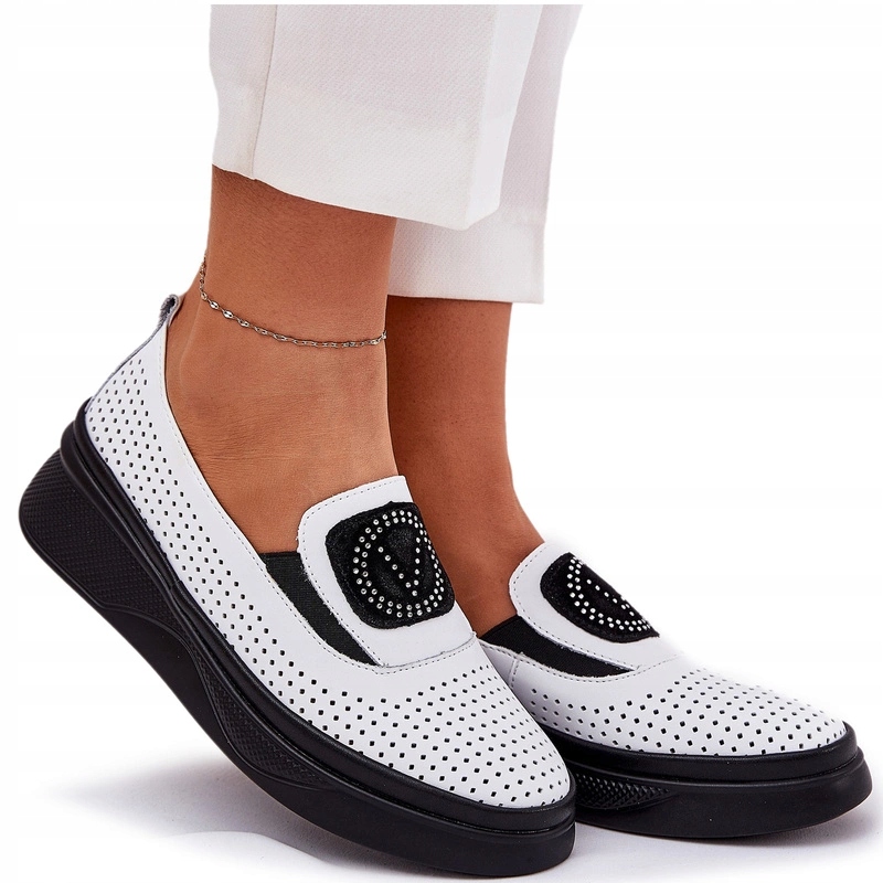 Dámské Mokasíny Z Přírodní Kůže Koturn Vinceza 79522 Bílé 37