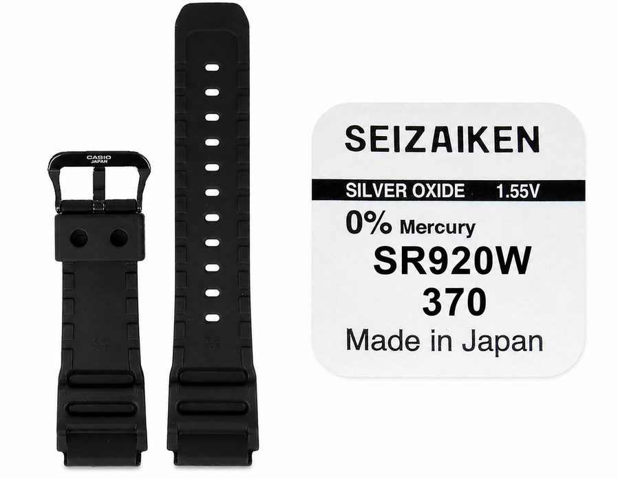 Originální řemínek pro hodinky Casio AMW-320B-1AV černý baterie SR920W