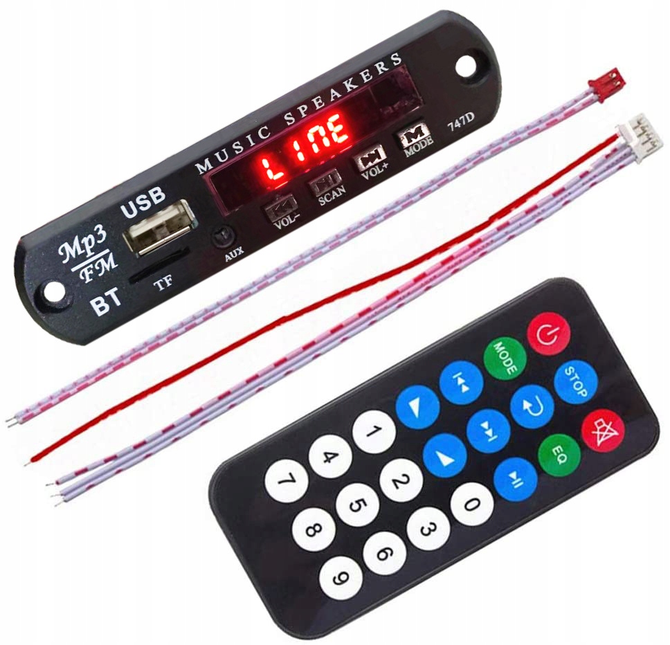 Transmiter samochodowy DC12V Odtwarzacz Bluetooth MP3 Usb Płyta dekodera