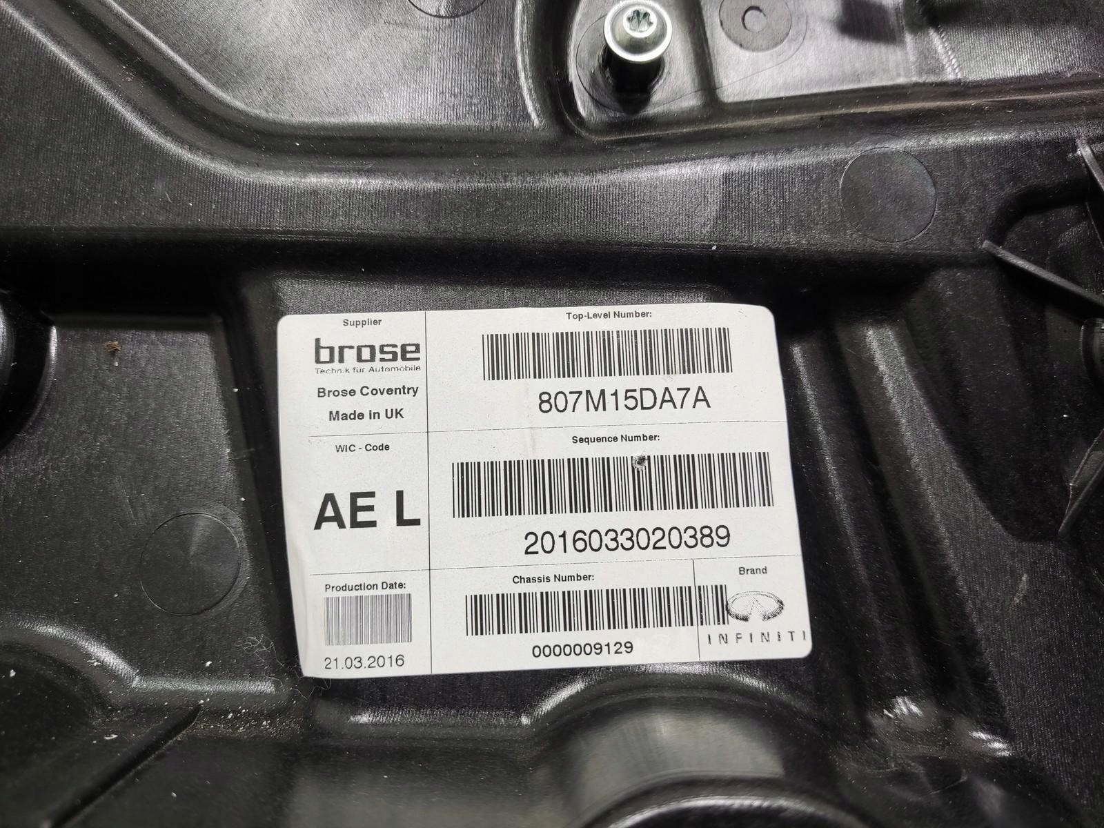 mechanism window regulator door left front INFINITI Q30 2015-2020