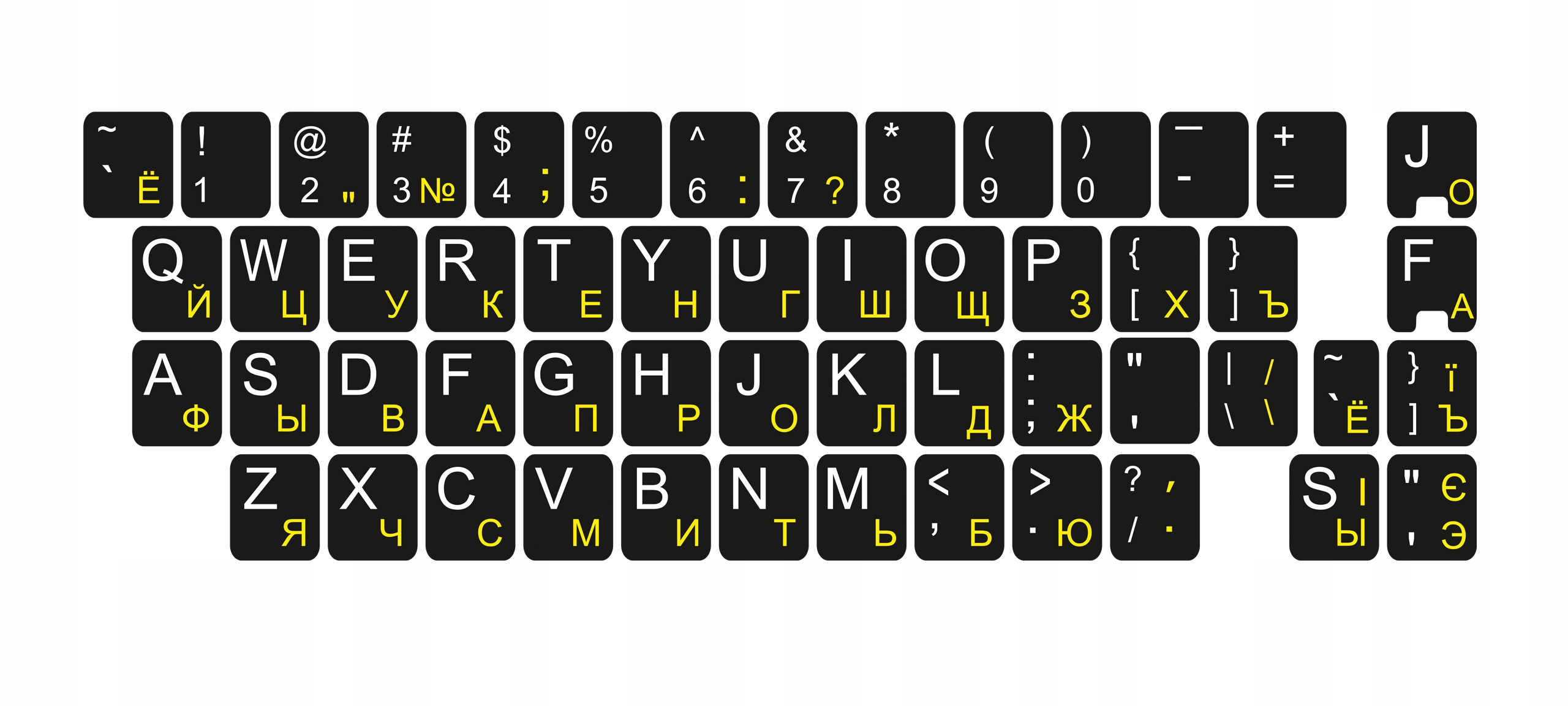 

Laminowane naklejki Qwerty Ukraińska 11x13 Żółte