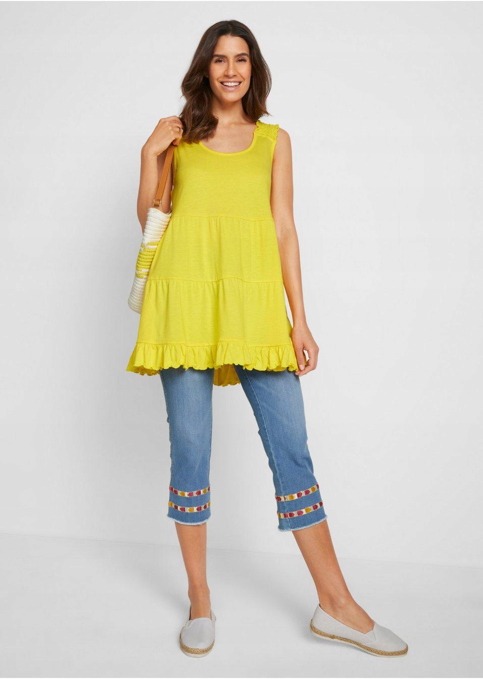 38 Bonprix S30 ŻÓŁTY TOP NA RAMIĄCZKACH Rozmiar 38