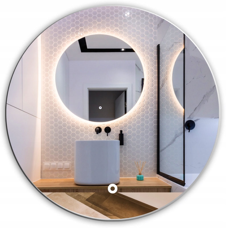 

Lustro 70 cm Okrągłe Podświetlane Led Włącznik
