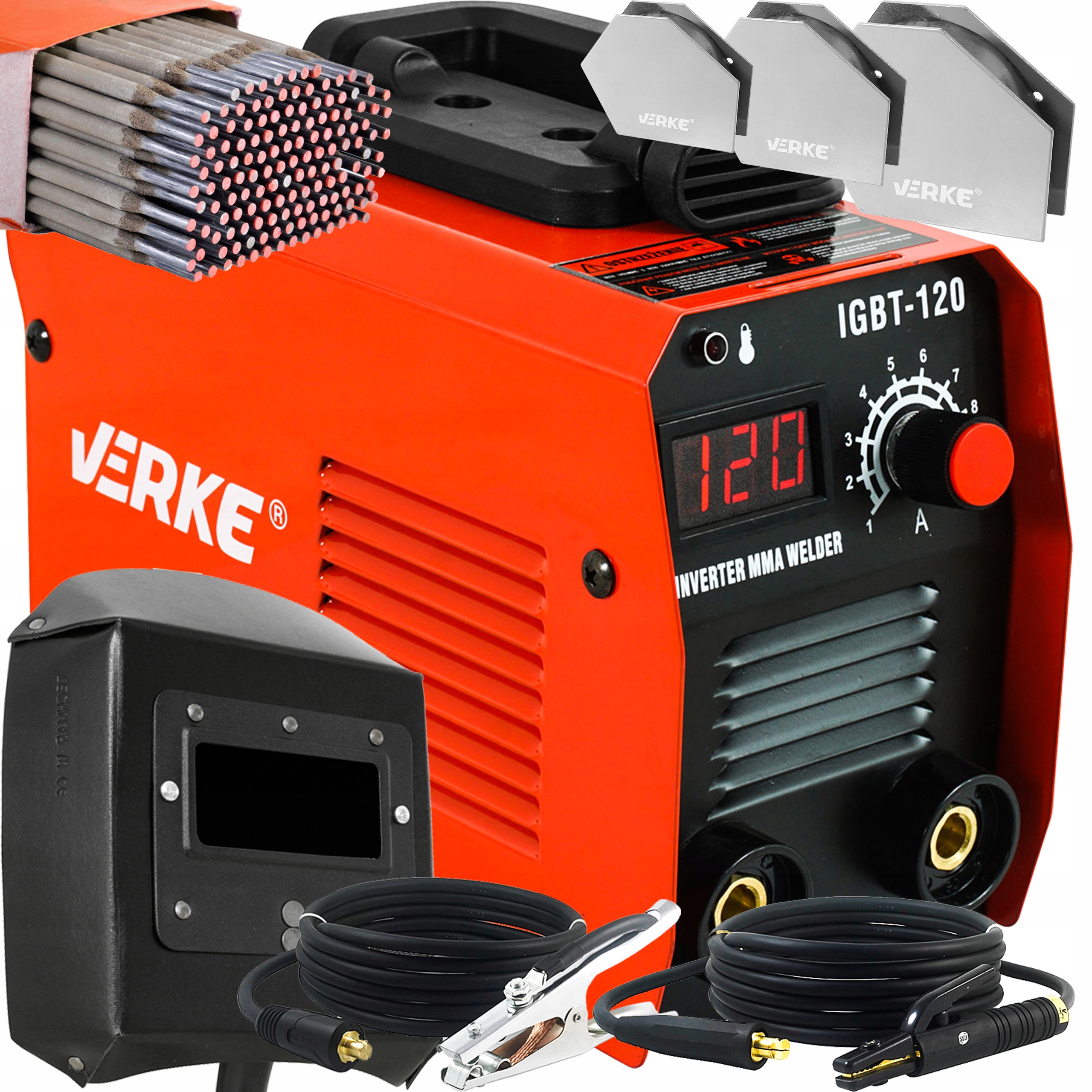 SPAWARKA INWERTOROWA INWERTEROWA LCD MMA + ELEKTRODY KĄTOWNIKI MAGNETYCZNE