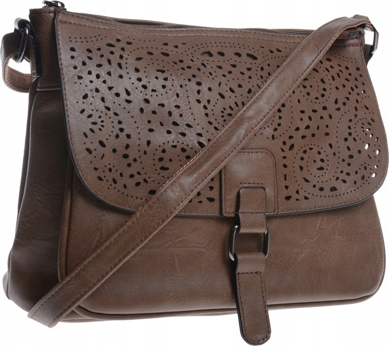 Ażurowa Torebka Damska Listonoszka Średnia khaki-2