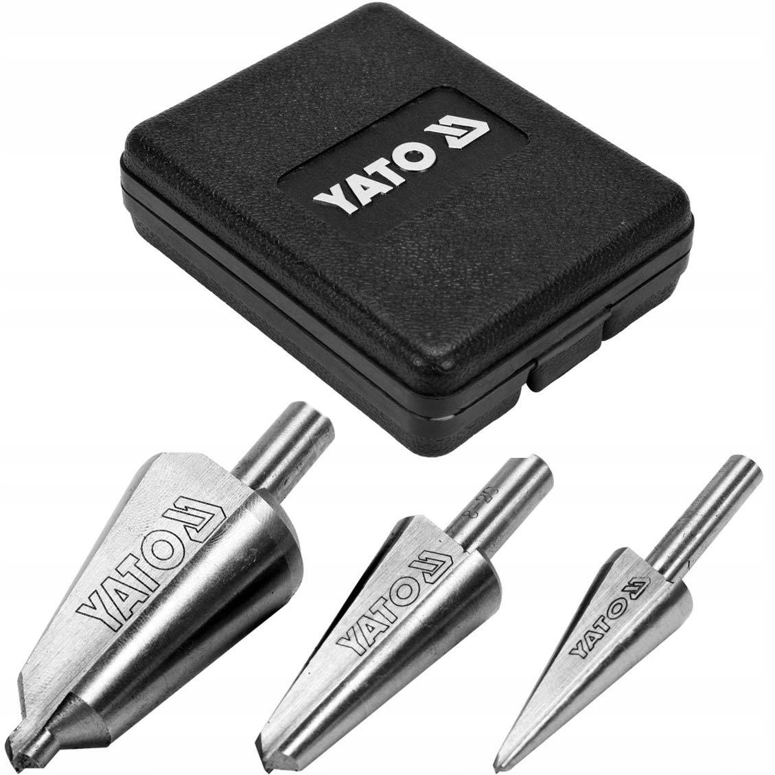 YATO WIERTŁA STOŻKOWE STOPNIOWE HSS DO METALU 3SZT