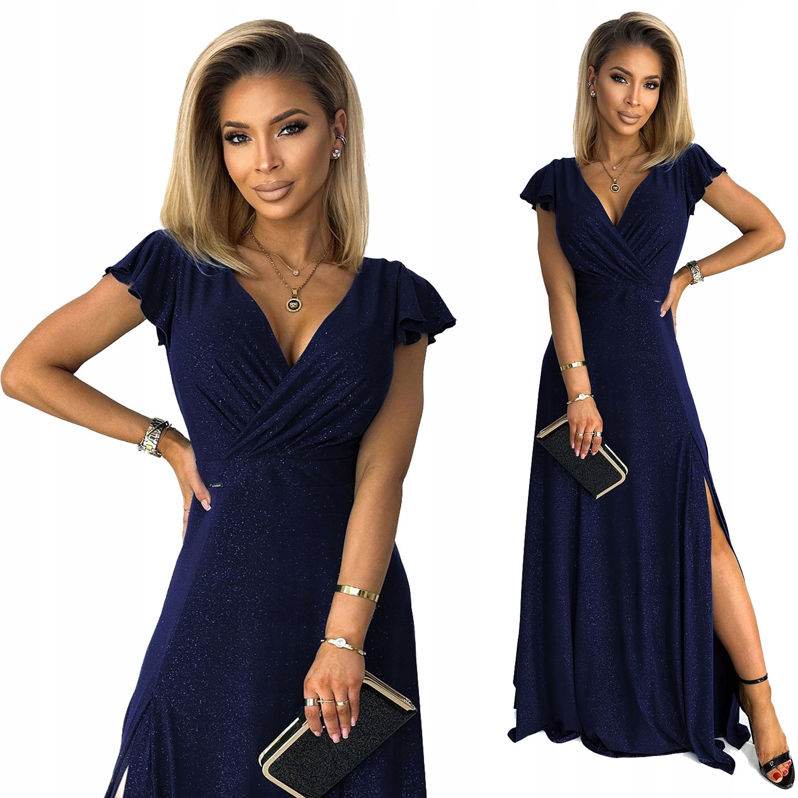 Efektní Dlouhá Maxi Plesová Sukně S Zavinovacím Výstřihem, Tmavě Modrá