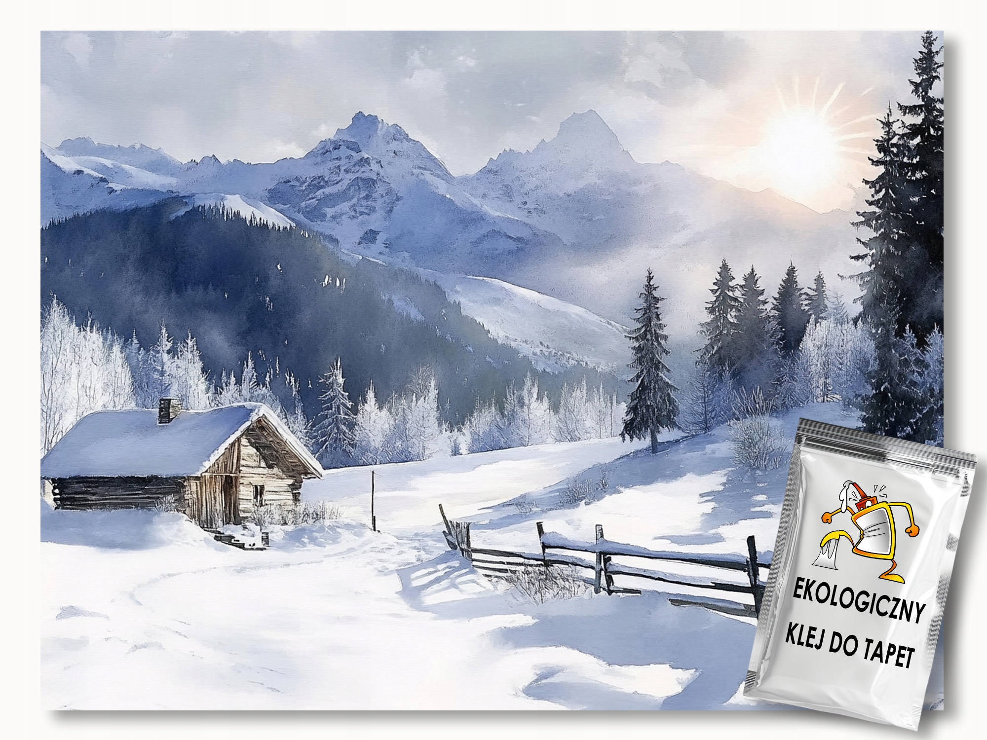Fototapeta Flizelina Pejzaž Hory Les Chatka Zima Sneh Mráz 416x290 130g