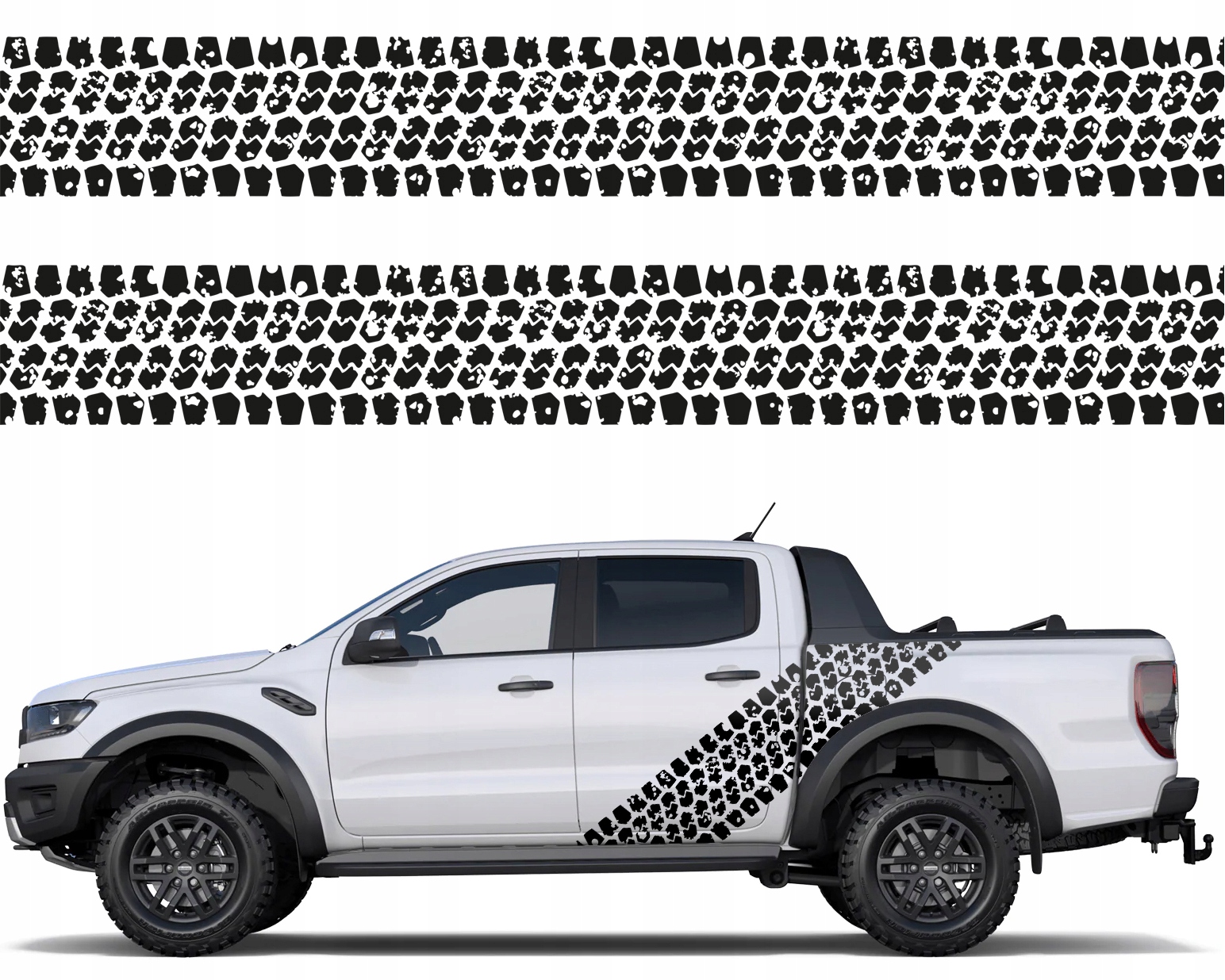 2x Samolepka Grafika na auto Jeep Běžník Offroad Stopy pneumatik 33x250