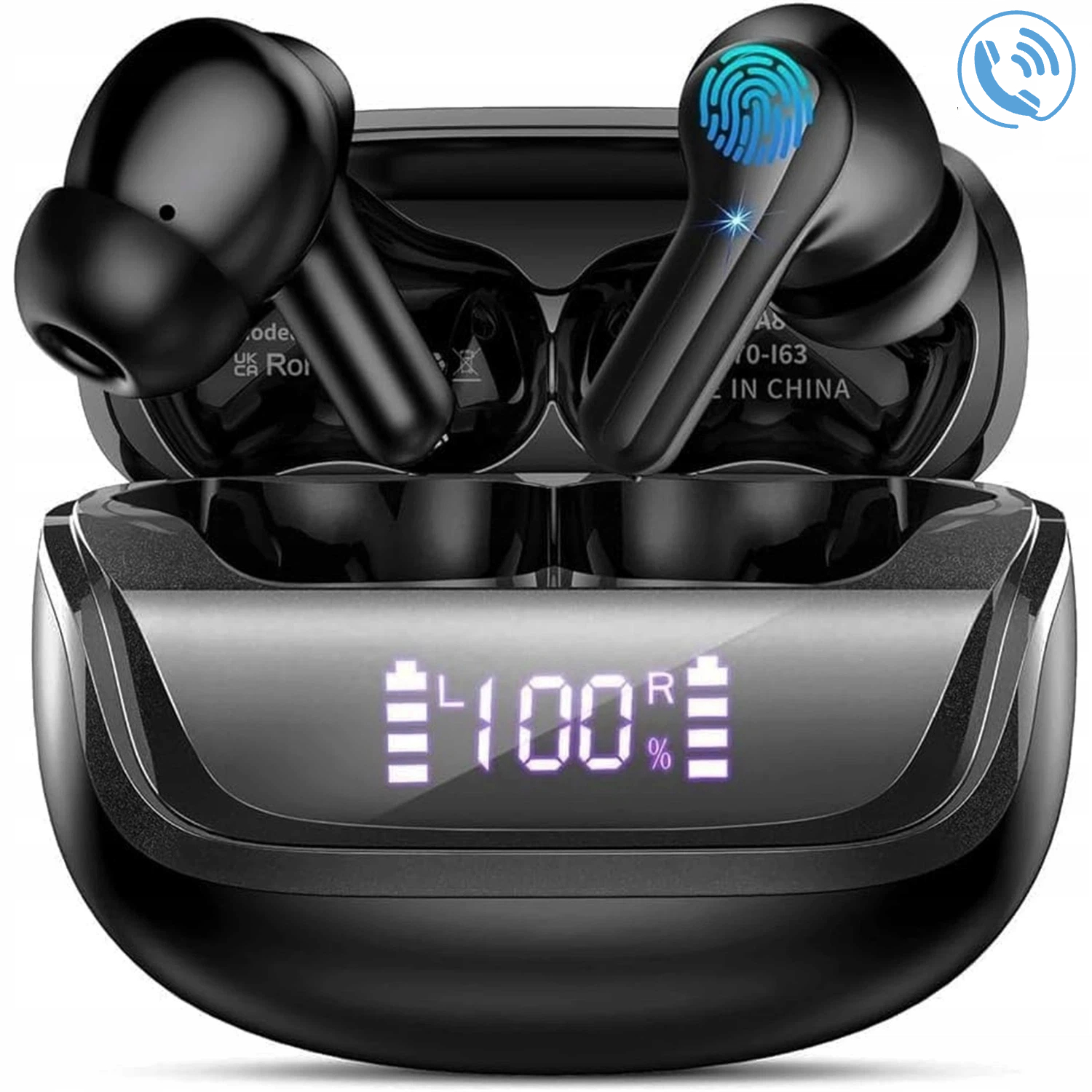 SŁUCHAWKI BEZPRZEWODOWE TWS Z WYŚWIETLACZEM LED 45H ENC IPX4 KANAŁOWE