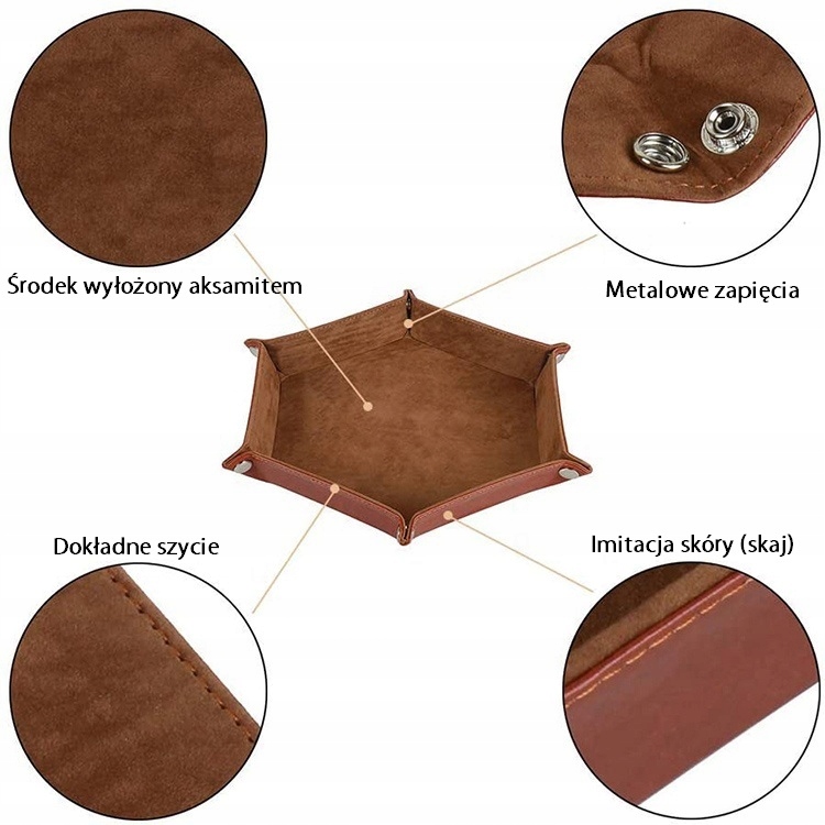 AKSAMITNO SKÓRZANY DICE TRAY TACKA NA KOŚCI RPG ODNOWIONA KARCZMA 17 CM Liczba sztuk 1 szt.