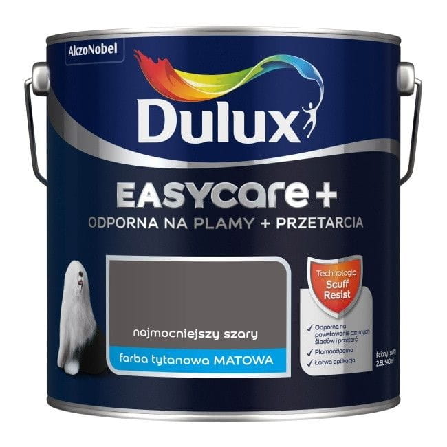 FARBA DULUX EASYCARE+ NAJMOCNIEJSZY SZARY 2,5L