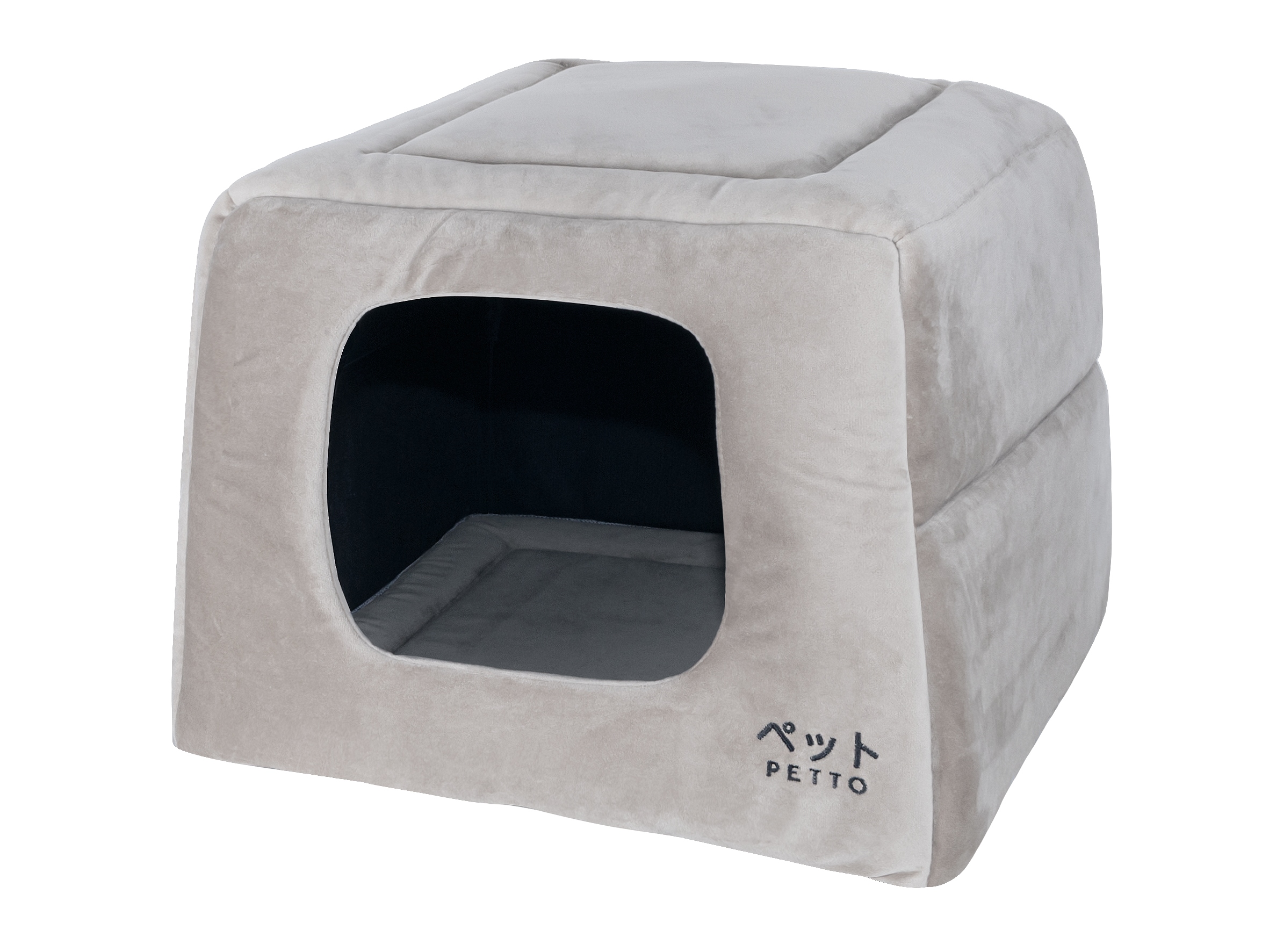 Levně Petto Domeček pelíšek 2v1 Uchi Velvet šedý