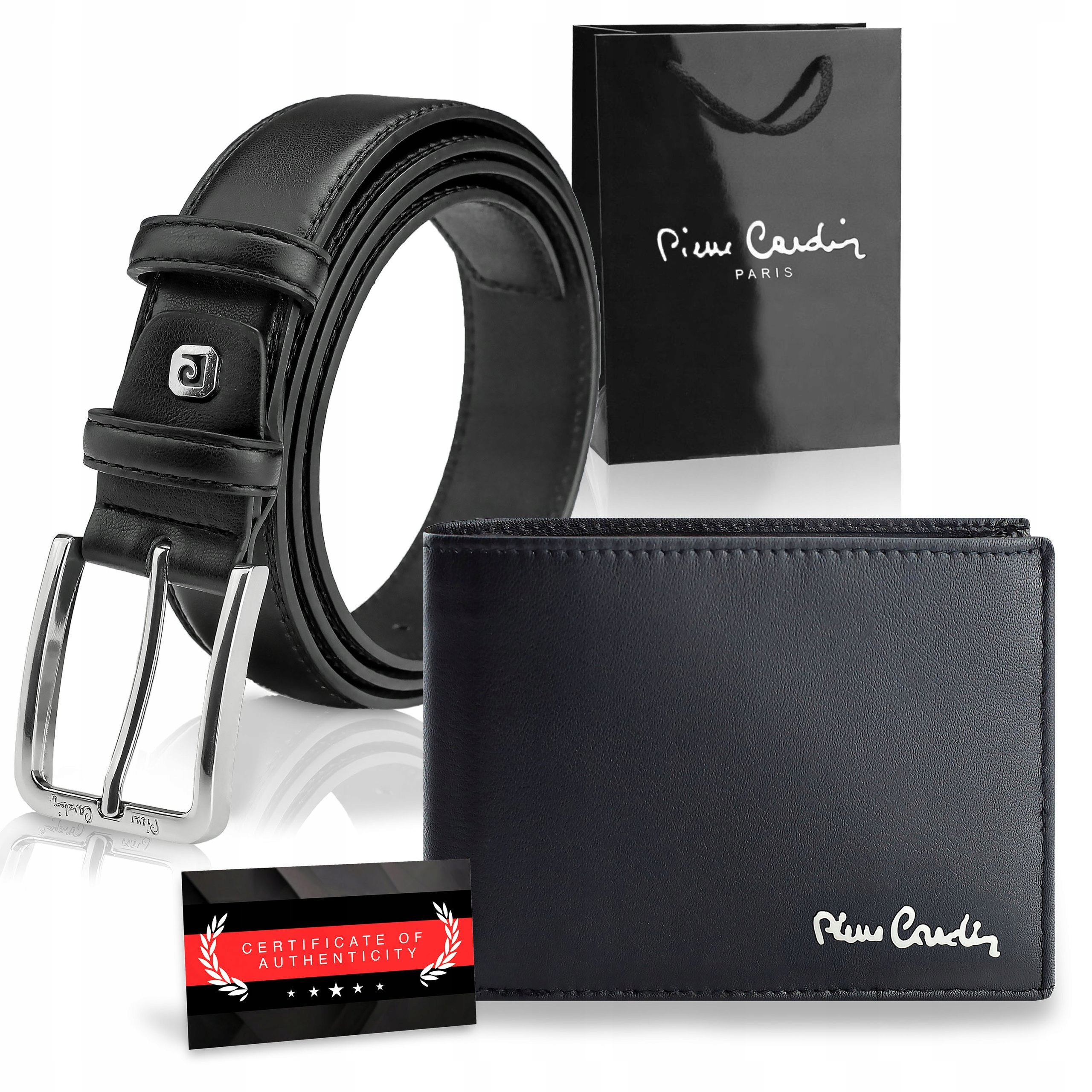 Dárková Sada Pierre Cardin Peněženka Kožený Opasek Kabelka Certifikát