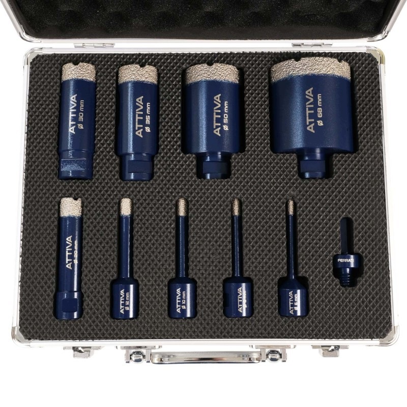 Zestaw Długich otwornic diamentowych do gresu Ferrati Attiva 10-set F40141