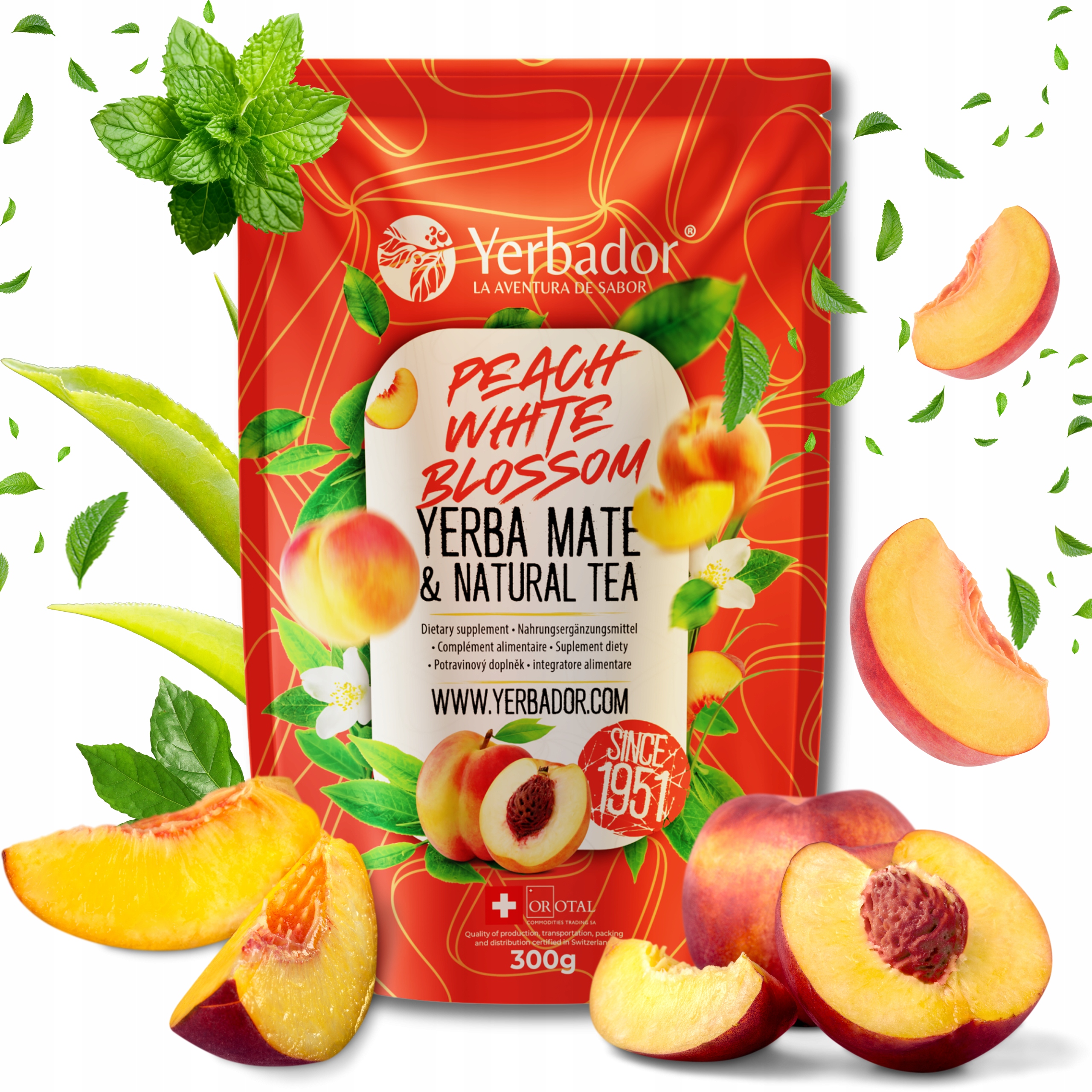 Yerba Mate Yerbador s ovocem Broskev Bílá Čaj Osvěžující 300 g