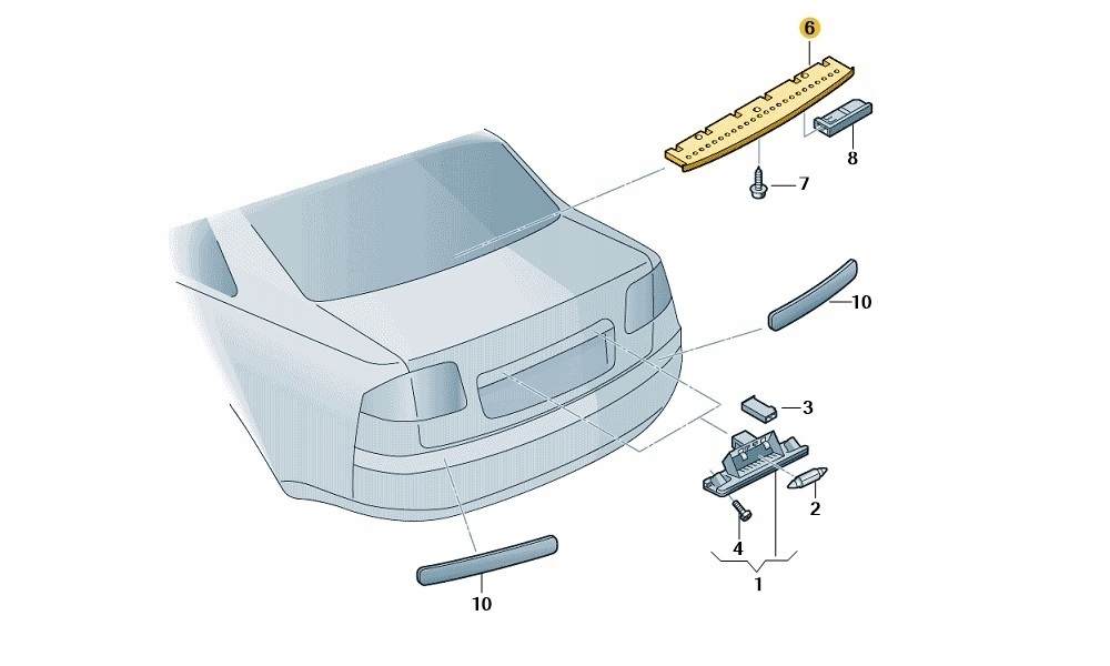 Nowe Oryginalne Dodatkowe Trzecie Światło Stop Audi A4 B7 Avant OE Informacje dodatkowe żarówki w zestawie