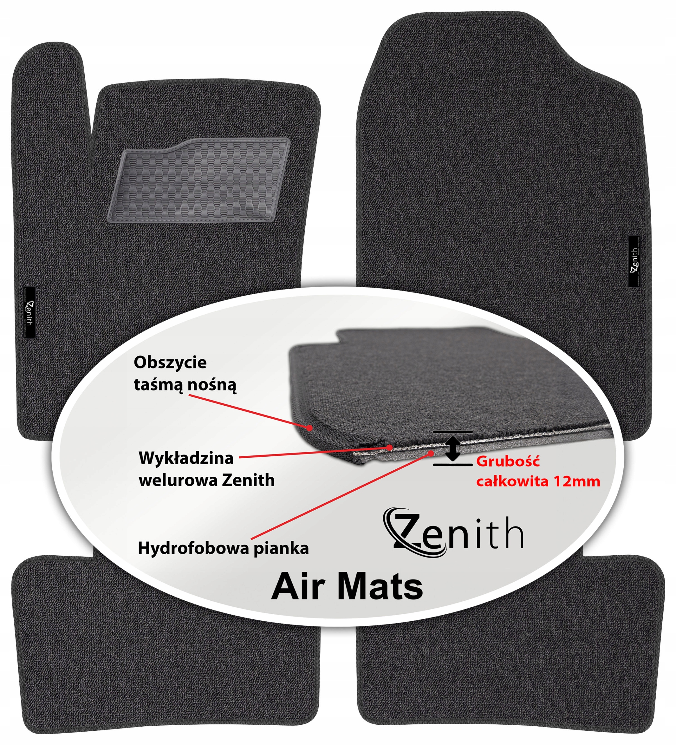 Hyundai i10 II 2013-2019 Velúrové koberčeky do auta Zenith Air Mats