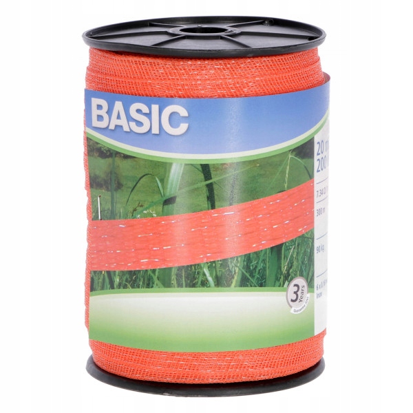 TAŚMA BASIC PASTUCH KONIE 200 MB/20 MM POMARAŃCZOW