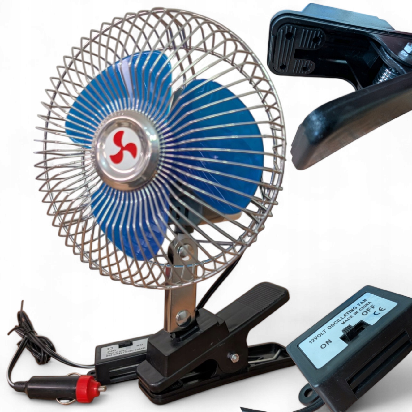 Wiatrak Wentylator Samochodowy Obrotowy Regulowany Oscylacja 2 Tryby 12V