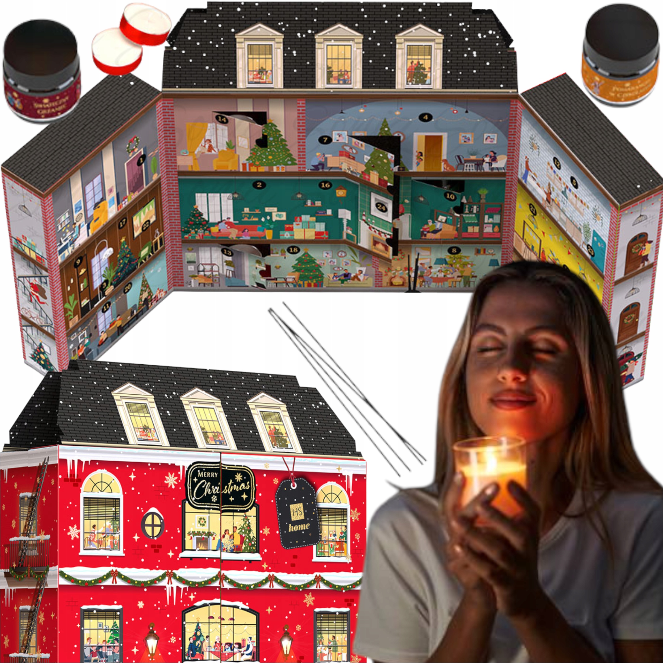 Velký Adventní Kalendář Vonné Svíčky Sójové Sklenice A Difuzér XXL