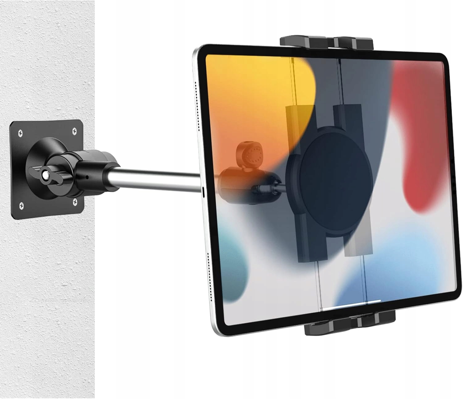 Uchwyt ścienny regulowany czarny metalowy do tabletów