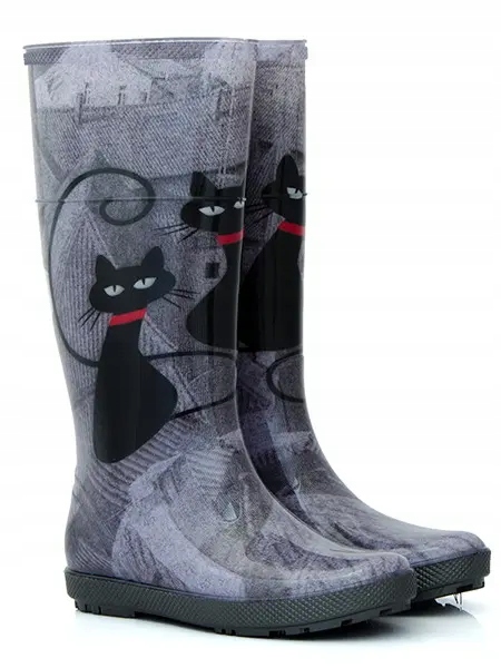 Kalosze KOTY damskie WYSOKIE miejskie MODNE Demar