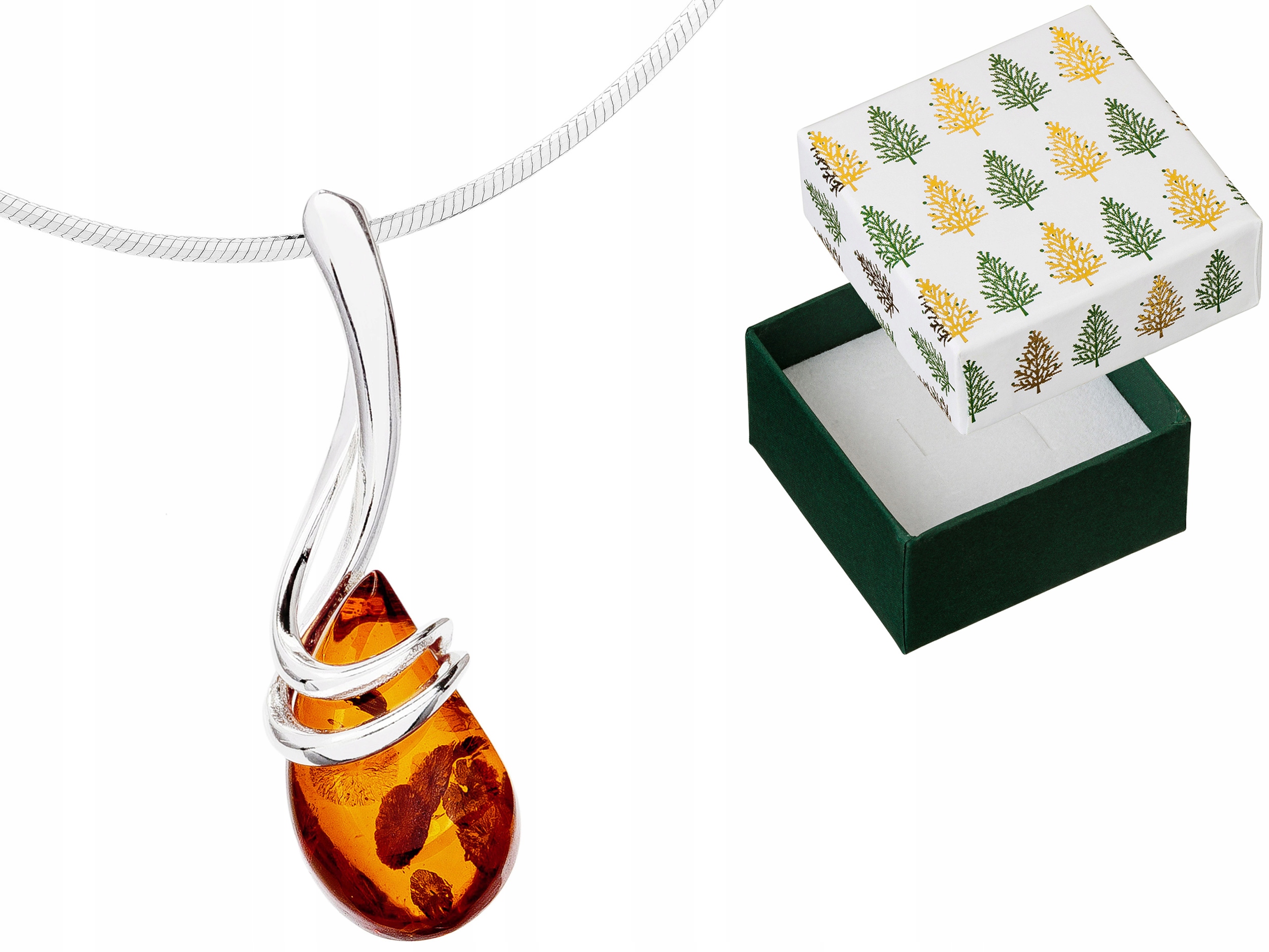 Stříbrný jemný a elegantní náhrdelník s jantarovou kapkou Stříbro 925 55 cm