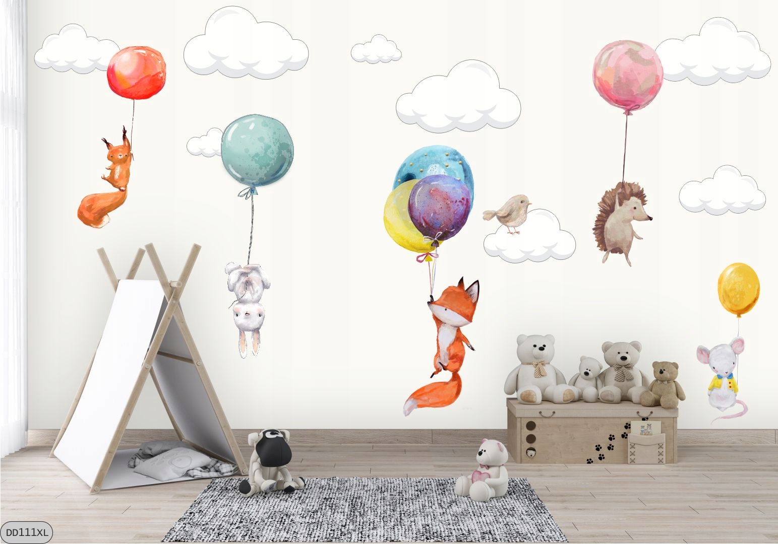 ZWIERZAKI KRÓLIKI BALONY NAKLEJKI NA ŚCIANĘ240x100 Marka inna