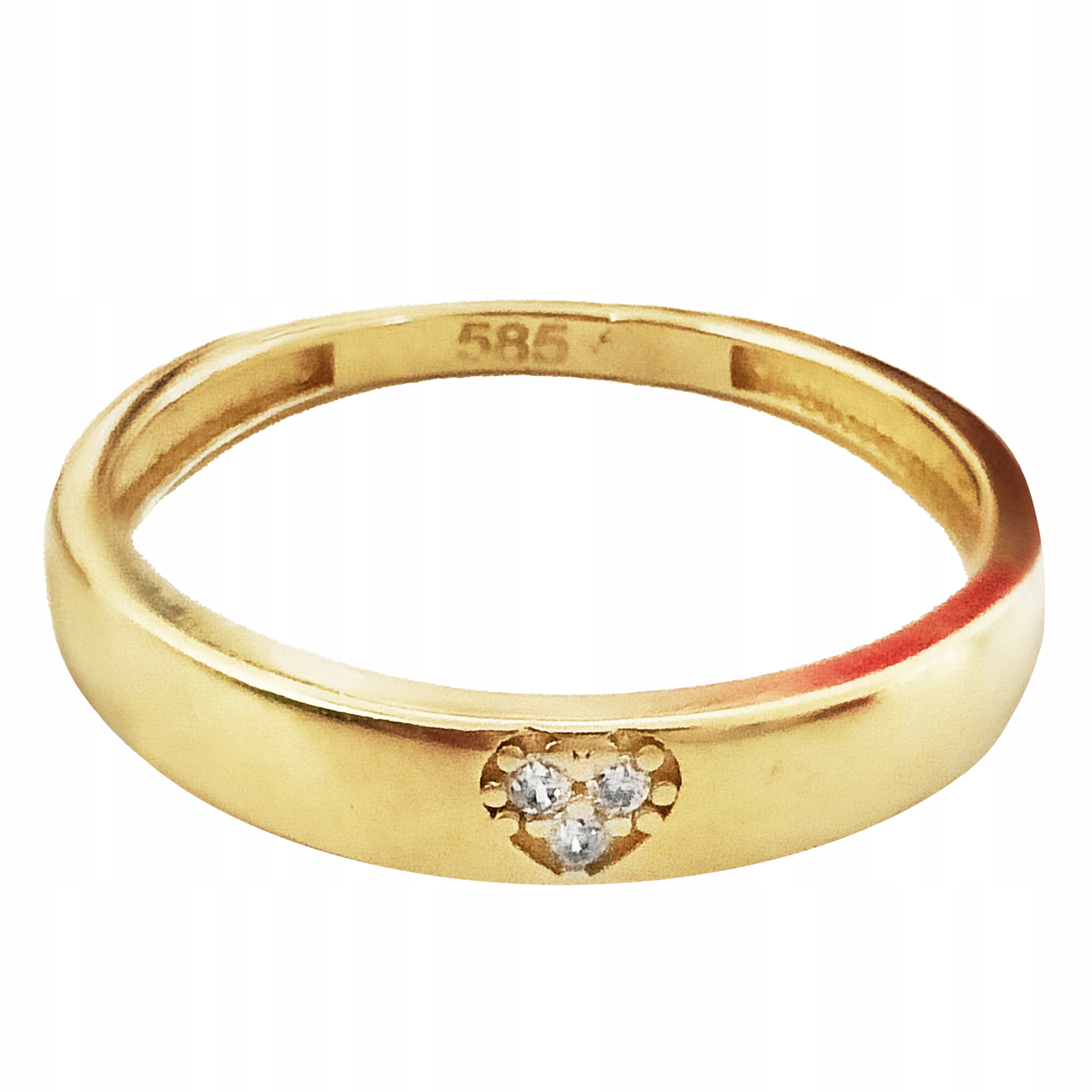Zlatý prstýnek 585, jemný snubní prsten se srdíčkem a zirkony, módní