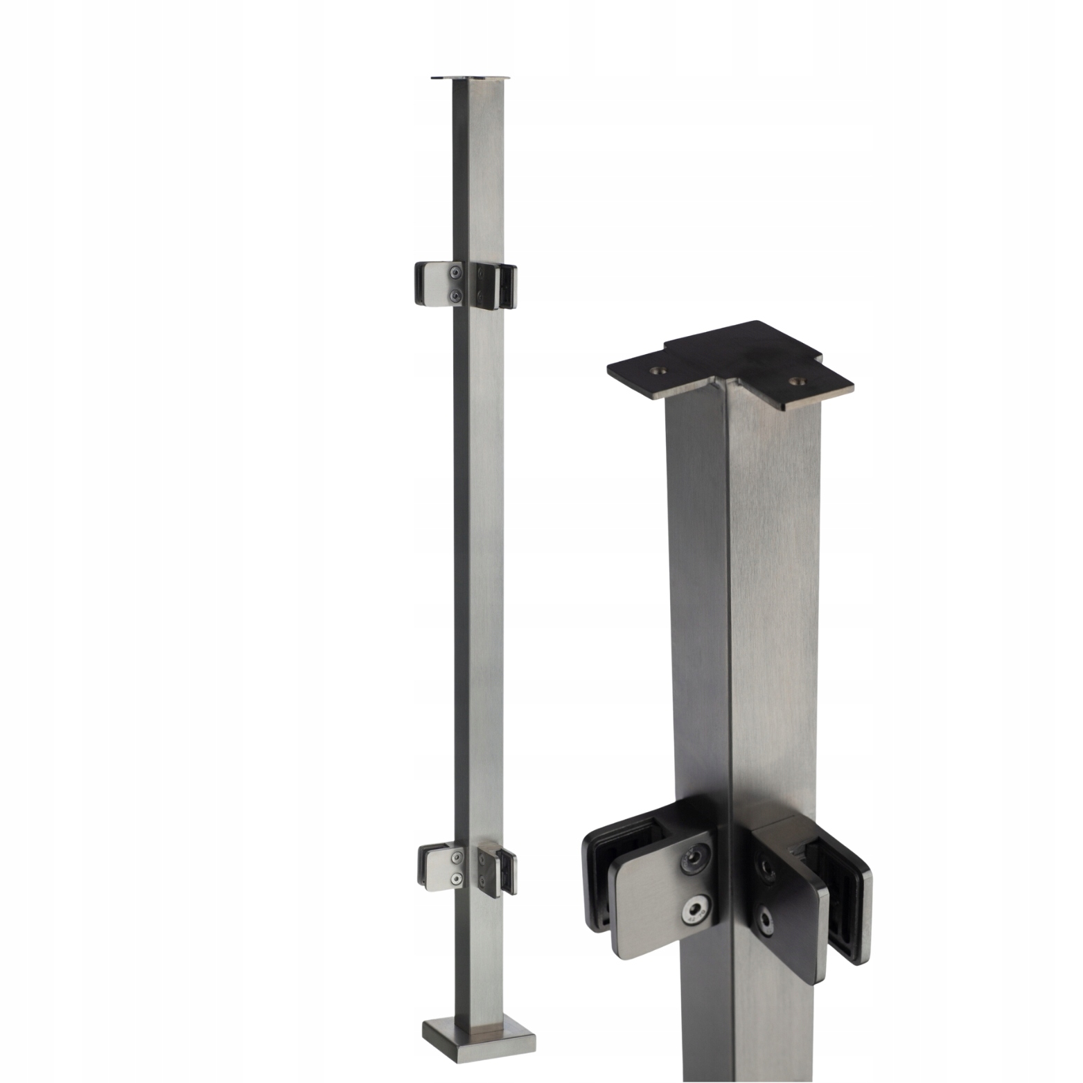 Rohový Sloupek 100 cm, Sklo 2 Držáky Nerezové Broušení 40x40 Zábradlí