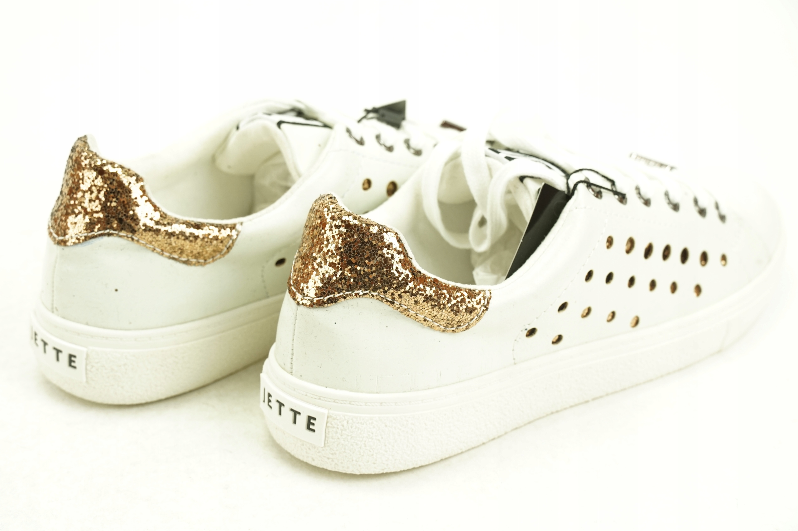 JETTE SNEAKERSY białe ze złotym r. 40 BB26 Rozmiar 40