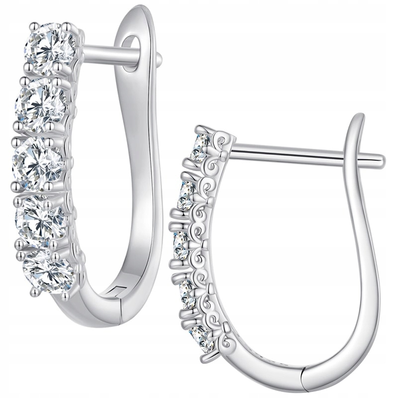 Stříbrné Náušnice Oválné Náušnice s moissanitem Stříbro Náušnice 925 Trusky