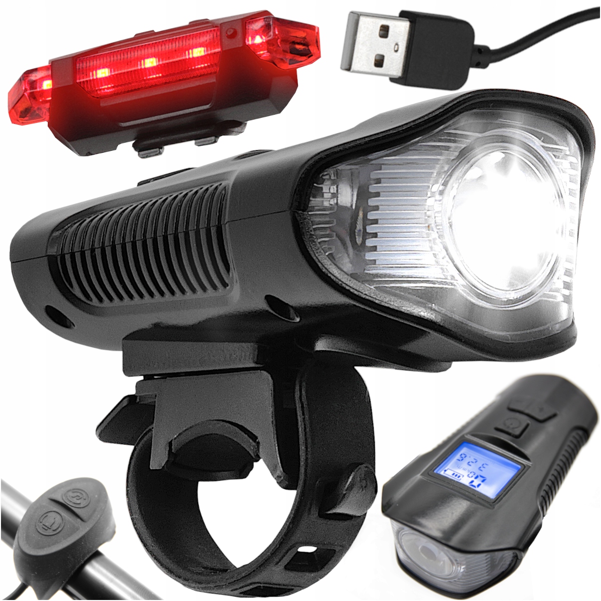 

2x lampka rowerowa Led Z Licznikiem I Klaksonem