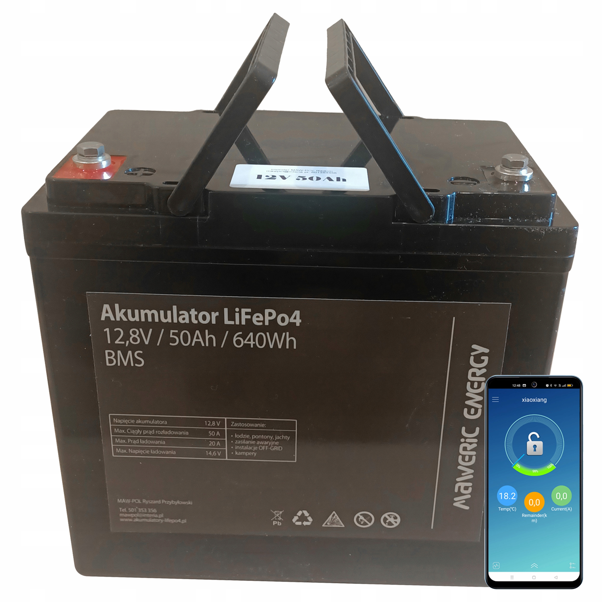Akumulator LiFePo4 12V 50Ah bluetooth
