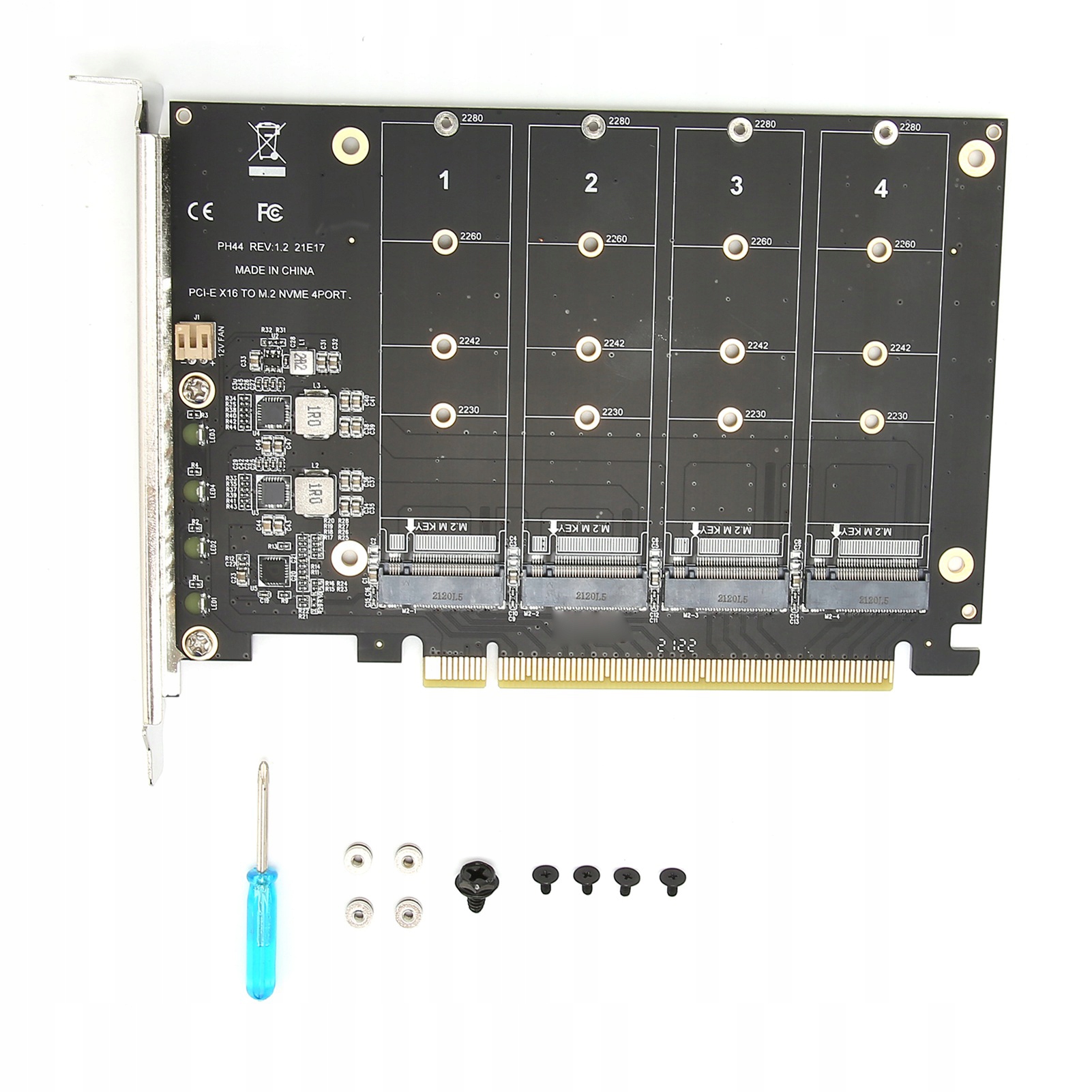 Adaptér 4-PORTOVÝ Ssd Disk M.2 Nvme Pcie X16 4X32 Gbps