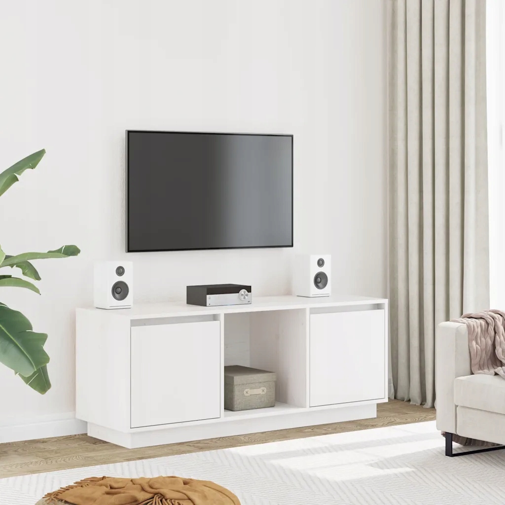 vidaXL Tv skříňka bílá 110,5 x 35 x 44 cm masivní borové dřevo
