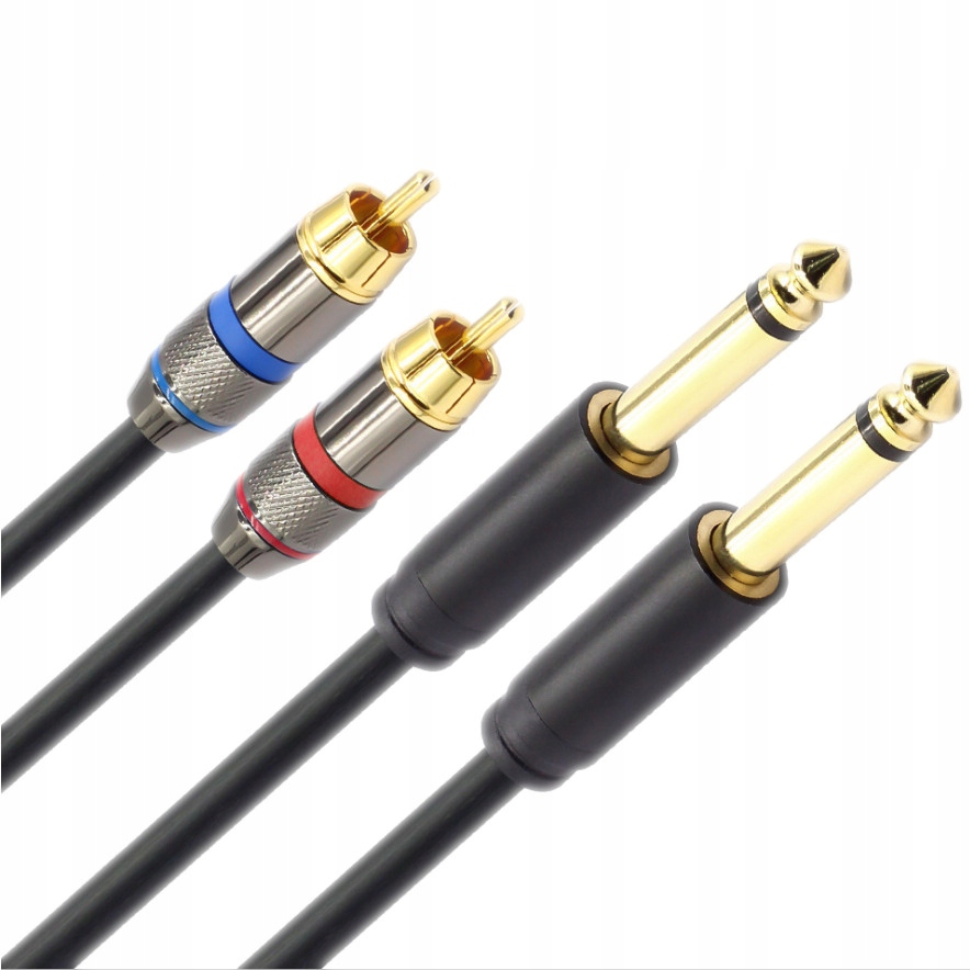 KABEL 2X DUŻY JACK 6.3 MM STEREO 2X CINCH RCA 3M