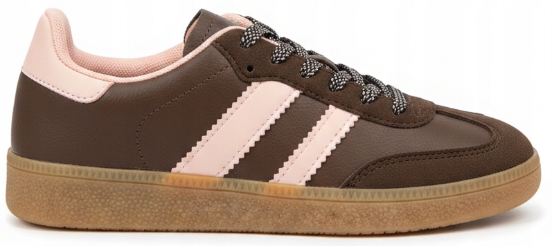 9300 Brązowe Damskie Sneakersy Trampki Klasyczne Sznurowane Różowe 38