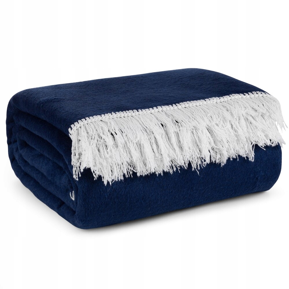 Akrylová deka přehoz 220x240 Eurofirany dvoubarevná bílá a tmavě modrá