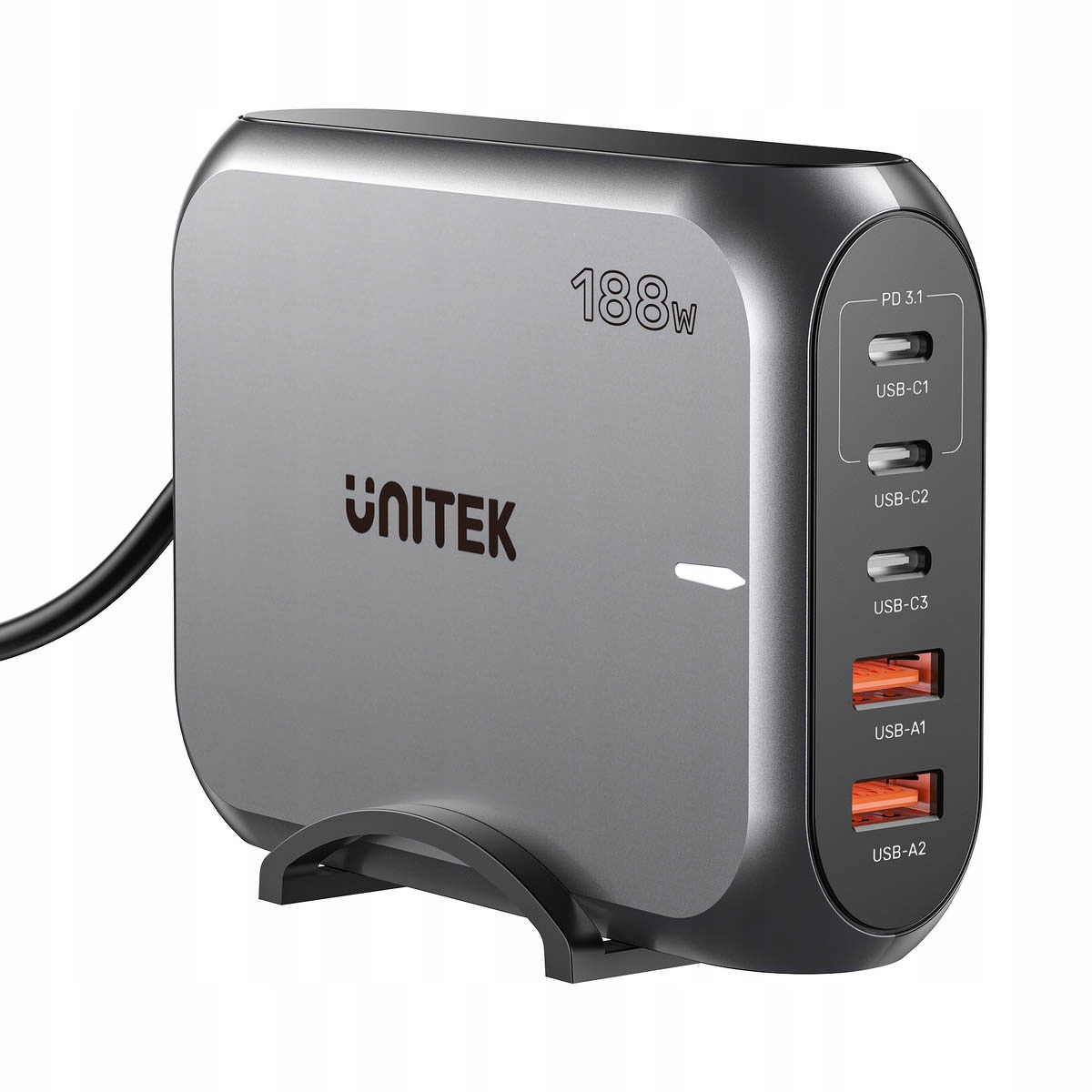 Unitek Rychlá síťová nabíječka 2xUSB-A 3xUSB-C Gan 188W